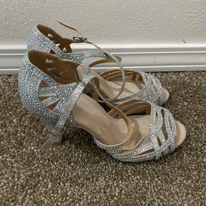 Elegant Silver Strappy Women's Heels